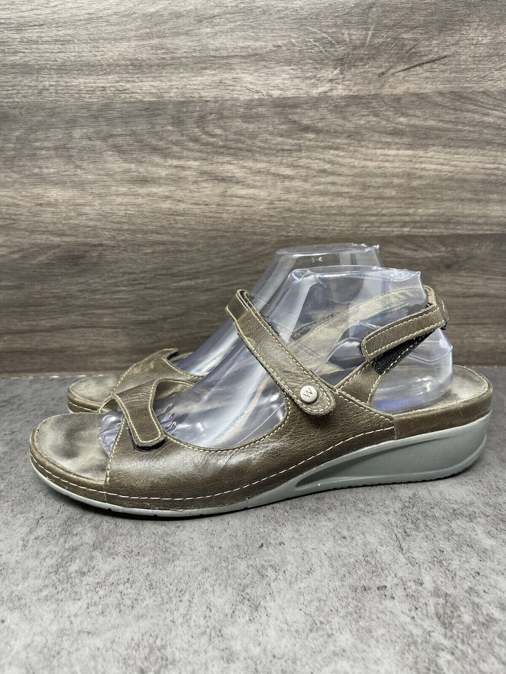 Wolky Tsunami Wedge Sandals Womens Size 12 (43) Inox Leather Strap